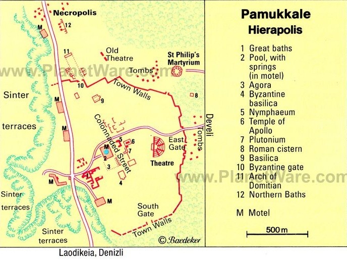 Древняя Карта Памуккале и Иераполиса